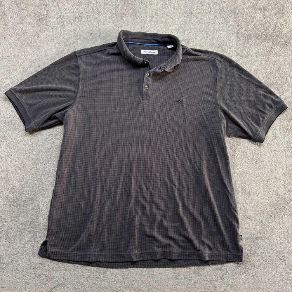 Tommy Bahama Polo Shirt Mens 2XL Gray Short Sleeve Pullover‎ Collared Casual